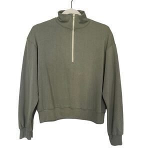 Oli Viv Cozy Half Zip Long Sleeve Popover Sweatshirt Medium Olive‎ Green Soft